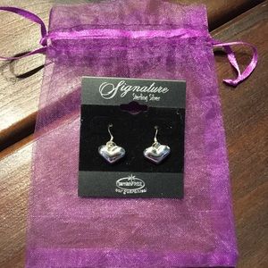 Sterling silver heart drop earrings